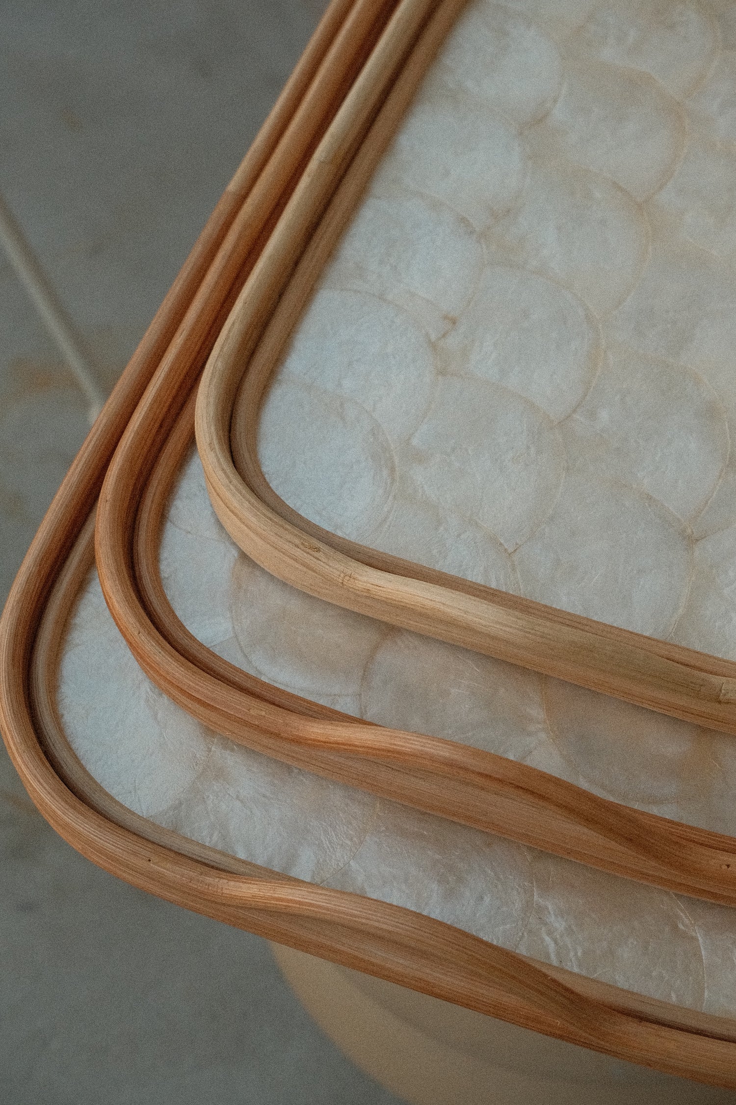 Rattan and capiz shell tray