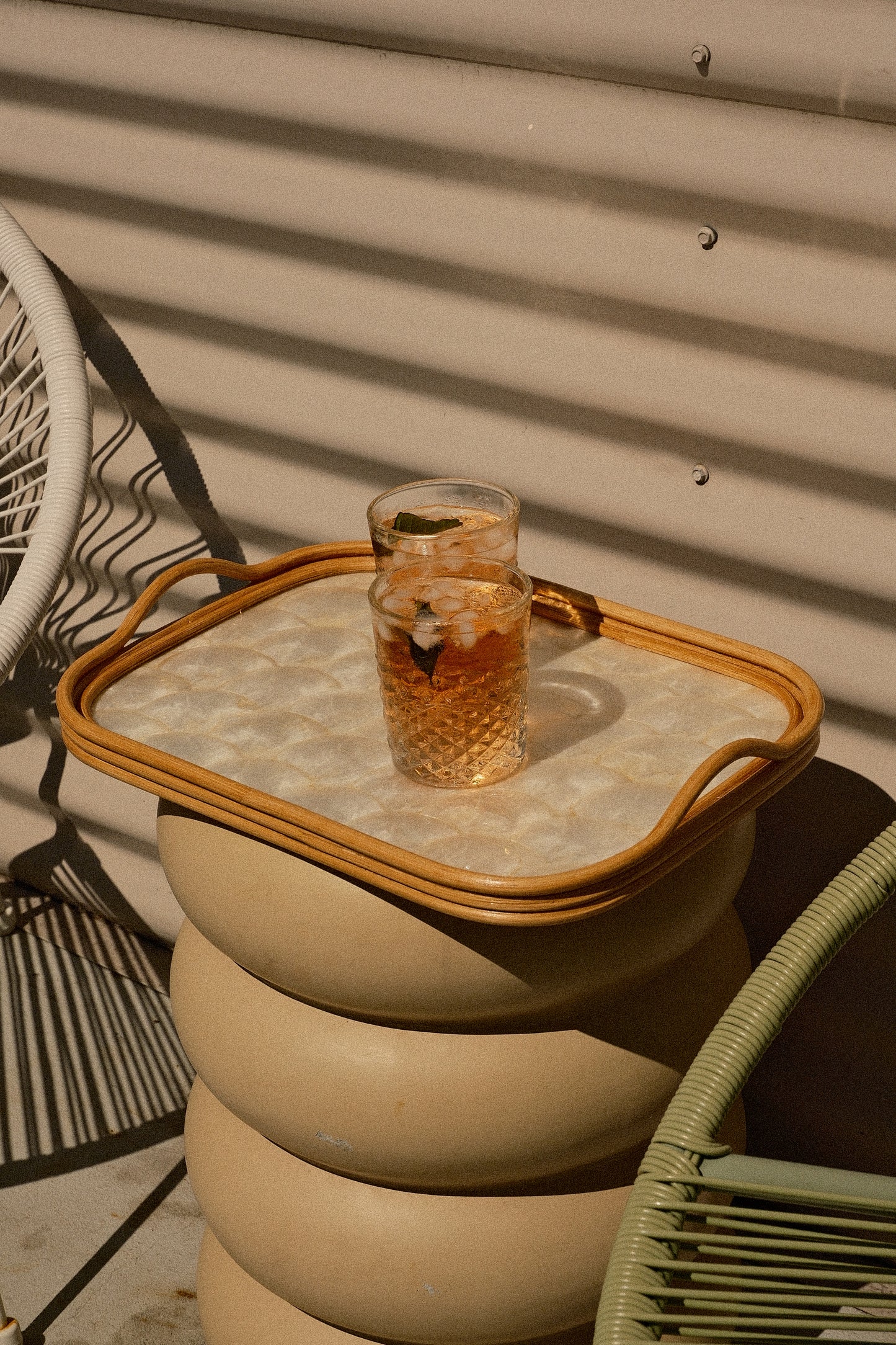Rattan & Capiz Tray